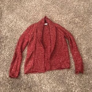 Red fuzzy St. John’s Bay cardigan